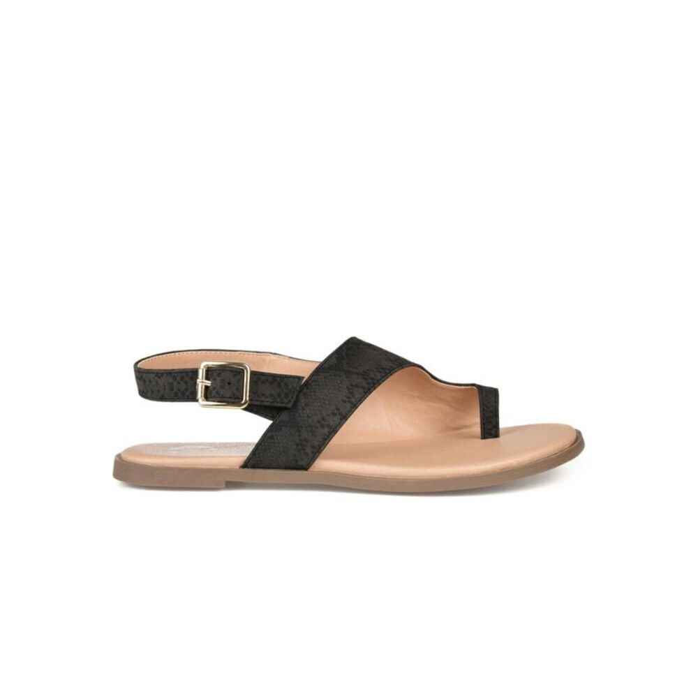 JOURNEE COLLECTION Womens Black Toe Loop Gidget Slip On Dress Sandals 7.5